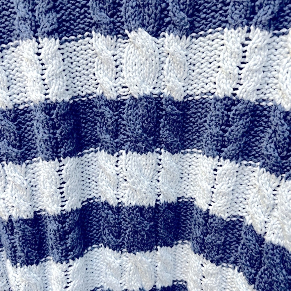 L.L. Bean 100% Cotton Cabled Striped Sweater Pullover Size XL - Picture 4 of 6